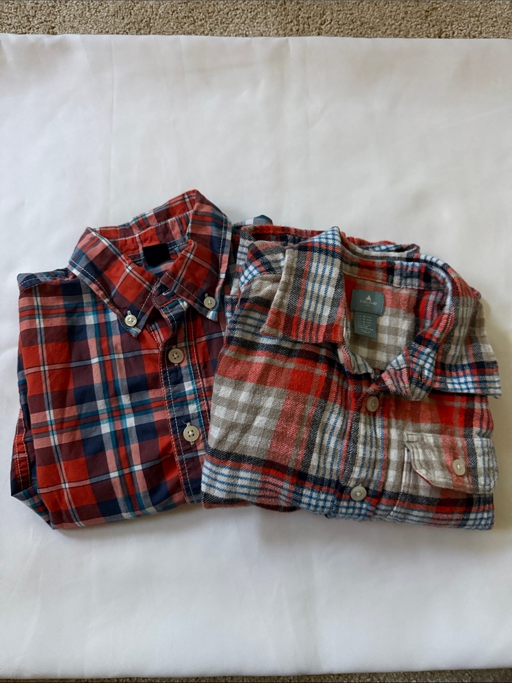 GAP Kids Red and Blue Plaid Button-Down Shirts - Set of 2